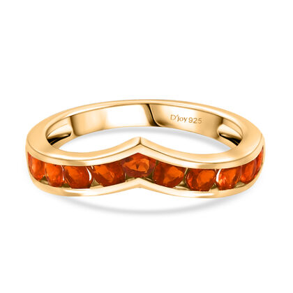 D'Joy AAA Blaze Feueropal Ring 925 Silber 750 Gelb Vergoldet (Gr&ouml;&szlig;e 17.00) ca. 0,72 ct