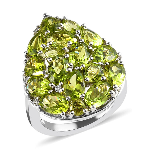 Nat&uuml;rlicher Peridot-Cluster-Ring in Silber, 7,43 ct. image number 4