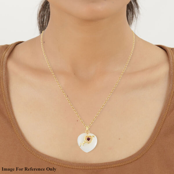 Weißer Jade und Rhodolith Granat Herz-Anhänger, 925 Silber vergoldet ca. 39,31 ct image number 6