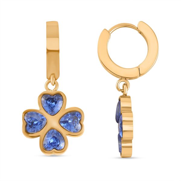 2er Set - Blauer Kristall Armband und Ohrringe, Reiner Edelstahl vergoldet image number 5