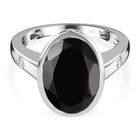 Schwarzer Spinell, Weißer Zirkon Ring, 925 Silber platiniert, (Größe 16.00) ca. 7.57 ct