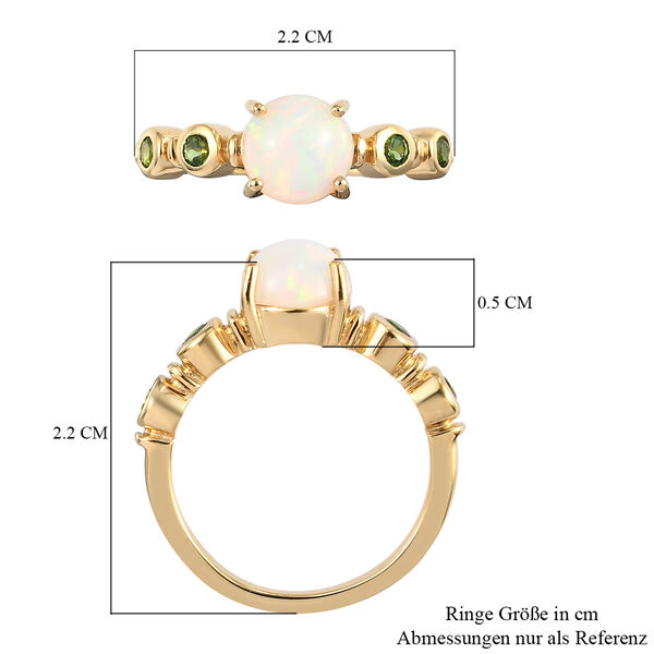 Natürlicher Äthiopischer Opal und Natürlicher Chromdiopsid Ring 925 Silber vergoldet  ca. 1,17 ct image number 7