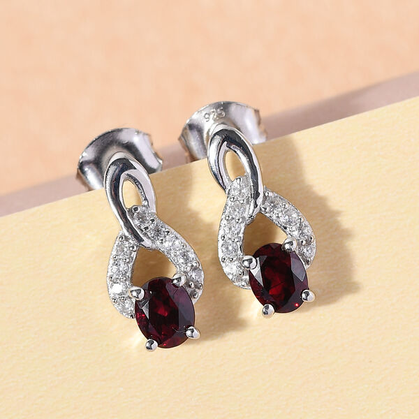 Anthill Granat und Zirkon Ohrh&auml;nger 925 Silber platiniert ca. 1,06 ct&nbsp; image number 2