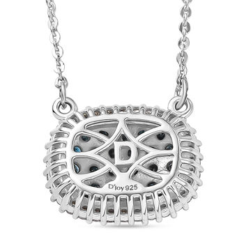 D'Joy Blauer Diamant Halskette ca. 50 cm 925 Silber rhodiniert