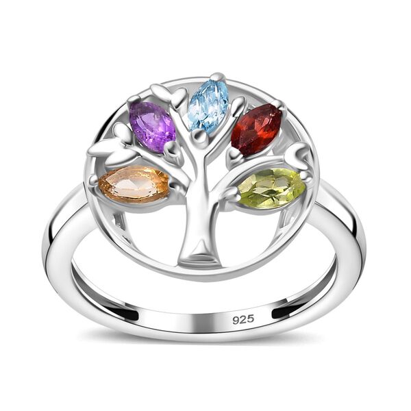 Mehrfarbiger Ring, 925 Silber platiniert (Größe 20.00) ca. 0.77 ct image number 4