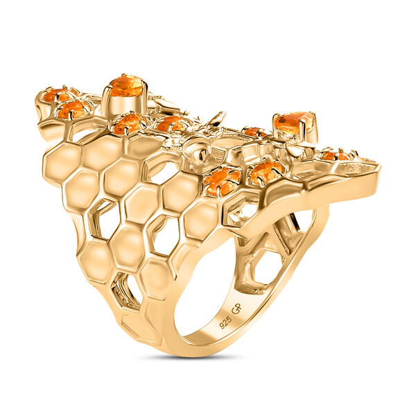 GP Honeycomb Kollektion- AA Citrin und Kanchanaburi blauer Saphir-Ring - 1,26 ct. image number 5