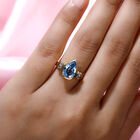 Schweizer Blautopas und Zirkon Ring 925 Silber vergoldet  ca. 3,90 ct image number 2