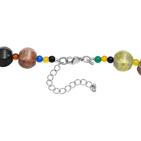 Mehrfarbiges Jaspis und Multi Edelstein 45+5cm Halskette - 430 ct. image number 5