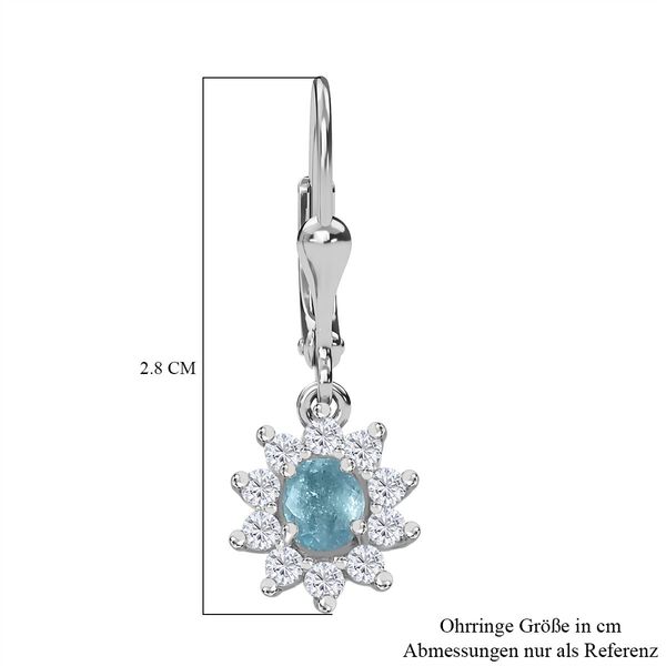 AA Aqua Kyanit, Weißer Zirkon Ohrringe 925 Silber rhodiniert ca. 1.70 ct image number 6