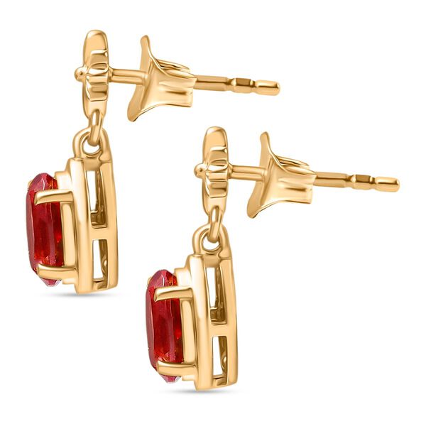 D'joy Lab Grown Padparadscha-Saphir Ohrringe 925 Silber 750 Gelb Vergoldet ca. 2.39 ct image number 4
