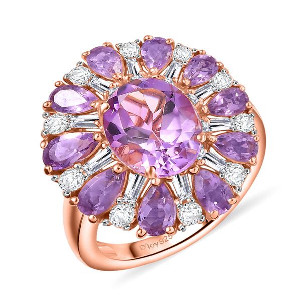 D'Joy AAA Rose De France Amethyst Ring 925 Silber 750 Ros&eacute;gold Vermeil (Gr&ouml;&szlig;e 18.00) ca. 5,55 ct image number 4