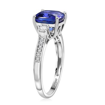 Rhapsody AAAA Tansanit, Wei&szlig;er Diamant Ring 950 Platin (Gr&ouml;&szlig;e 17.00) ca. 3,70 ct