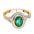 AAA Kagem sambischer Smaragd und Diamant-Halo-Ring in 585 Gelbgold, 1,38 ct. image number 0