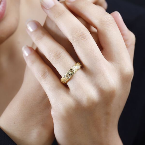 AA nat&uuml;rlicher goldener Tansanit und Zirkon-Ring - 0,52 ct. image number 3