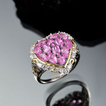 Ilakaka Rosa Saphir (Fissure gef&uuml;llt) Ring 925 Silber rhodiniert (Gr&ouml;&szlig;e 19.00) ca. 4,97 ct