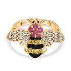 Gelber Saphir, Rosa Saphir Ring 925 Silber 750 Gelbgold Vermeil (Größe 17.00) ca. 0,68 ct
