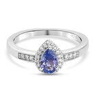Tansanit und Zirkon Ring 925 Silber platiniert  ca. 0,55 ct image number 0