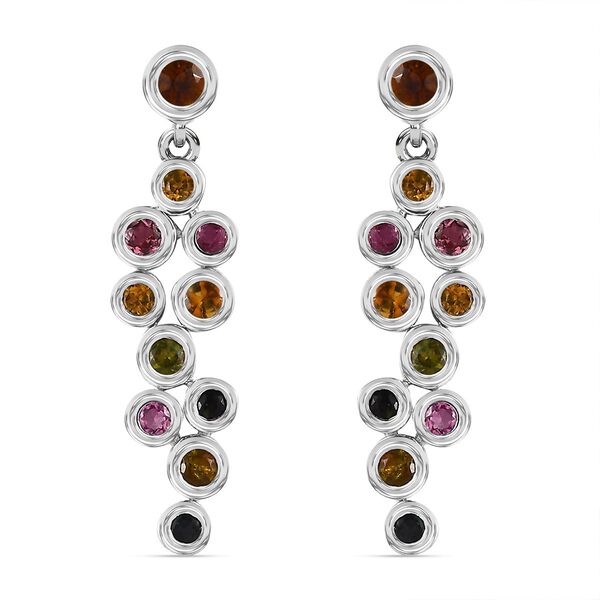 Mehrfarbige-Turmalin Ohrringe, 925 Silber platiniert, ca. 1.37 ct image number 0