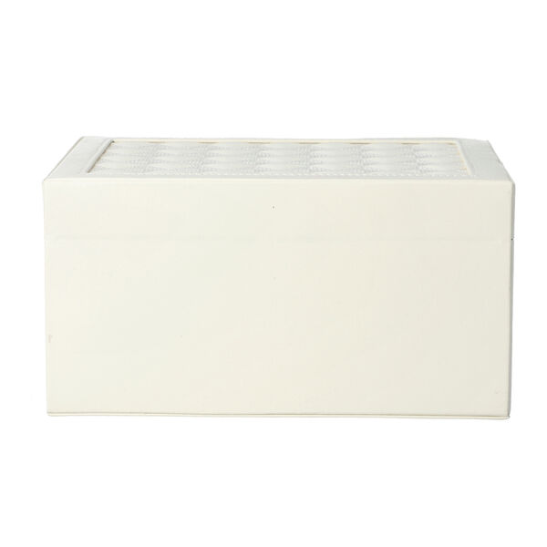 3-lagiges PU-Leder-Schmuckk&auml;stchen, herausnehmbare Elemente und Schloss, kariertes Steppmuster, wei&szlig; image number 3