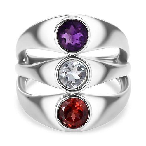 Roter Granat, himmelblauer Topas und afrikanischer Amethyst-Ring - 1,69 ct. image number 0