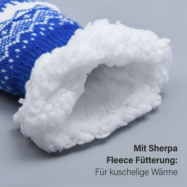Dicke Socken mit Elchmuster, Blau und weiß image number 6