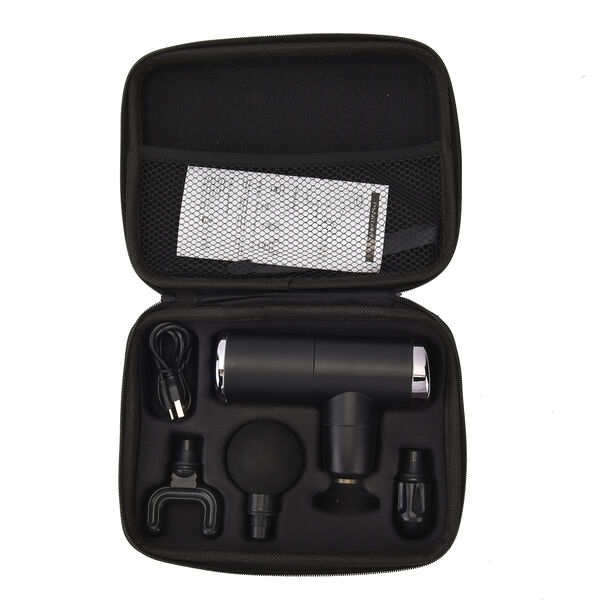 Mini-Massagepistole mit 4 abnehmbaren Massageköpfen, Größe 15,3x4,6 cm, Schwarz image number 8