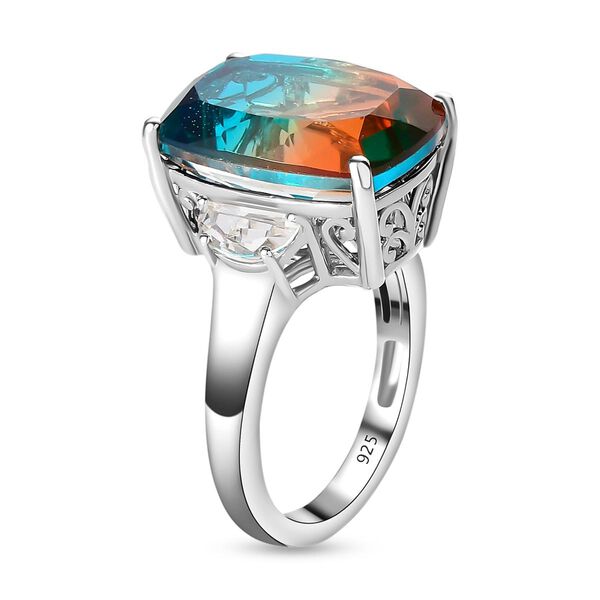 Aqua Terra Costa Quarz Triplett und wei&szlig;er Topas-Ring, 925 Silber platiniert, 11,84 ct. image number 5