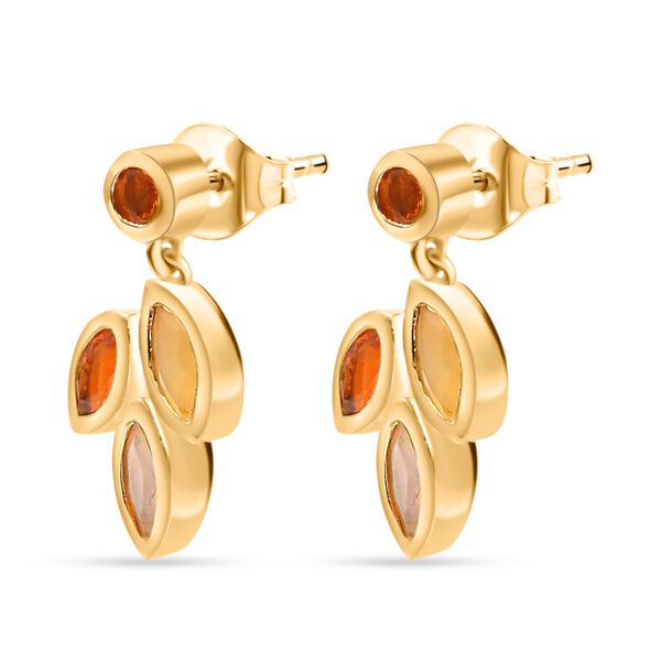 Feueropal, Kanarischer Opal Ohrringe 925 Silber 750 Gelbgold Vermeil ca. 1.07 ct image number 4