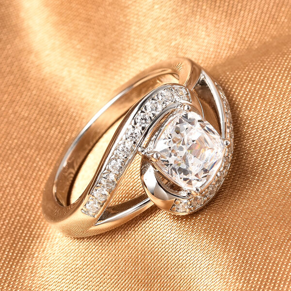 LUSTRO STELLA Hergestellt mit ZIRKONIA Ring 925 Silber Rhodium-&Uuml;berzug (Gr&ouml;&szlig;e 16.00) ca. 3,55 ct image number 2