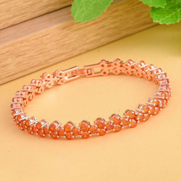 Orangenes Zirkonia Armband, ca. 19 cm, Messing ca. 16,40 ct image number 2