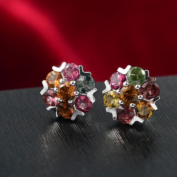 D'Joy Multi-Turmalin floraler Ring und Ohrringe image number 9