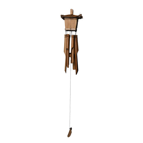 Handgemachtes Windspiel mit quadratischem Vogelnest aus Bambus image number 1