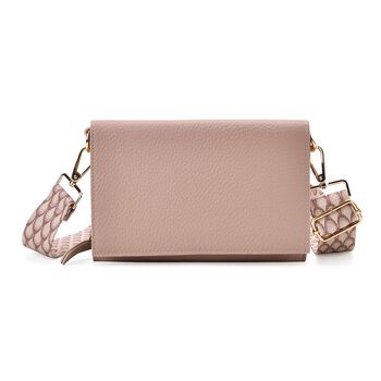 Crossbody-Tasche mit &Uuml;berschlag, Gliederriemen und RFID-Schutz, 20x4x14 cm, Rosa