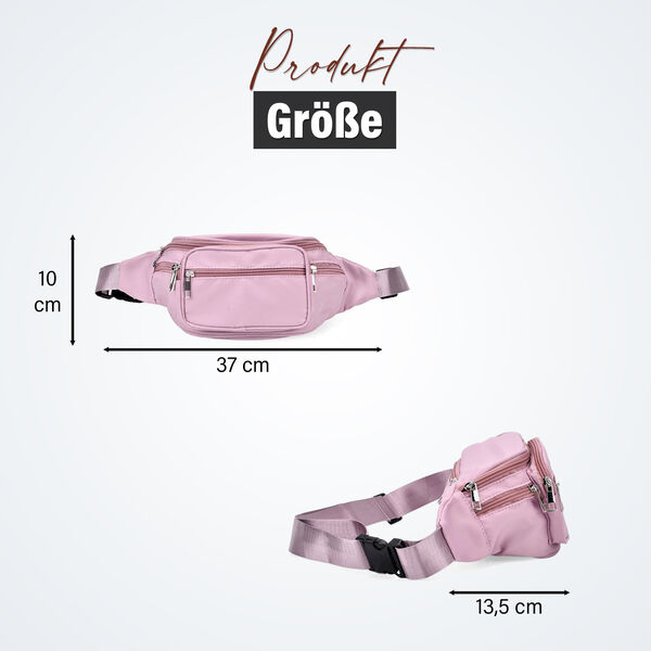 Nylon-G&uuml;rteltasche mit RFID-Schutz, 37x10x13,5cm, Mauve image number 5