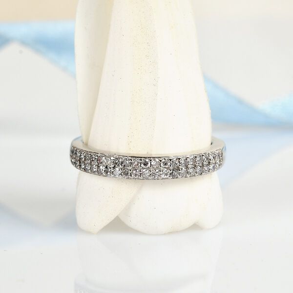 Diamant Half Eternity Ring 925 Silber Platin-&Uuml;berzug image number 6