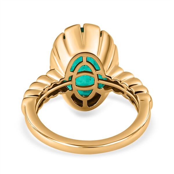 Smaragd-Quarz-Triplette Ring, 925 Silber Gelbgold Vermeil (Gr&ouml;&szlig;e 18.00) ca. 6.41 ct image number 6