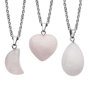 3er- Set Rosenquarz-Anh&auml;nger mit Kette, ca. 50 cm, Edelstahl ca. 24,30 ct