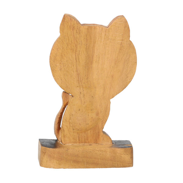 2er-Set Brillenhalter aus Kiefernholz, Eule und Katze, Braun image number 4