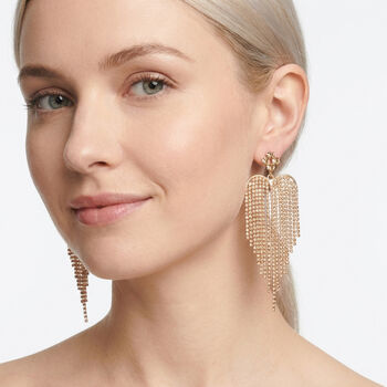 Champagner Kristall Kronleuchter Ohrringe, Goldton