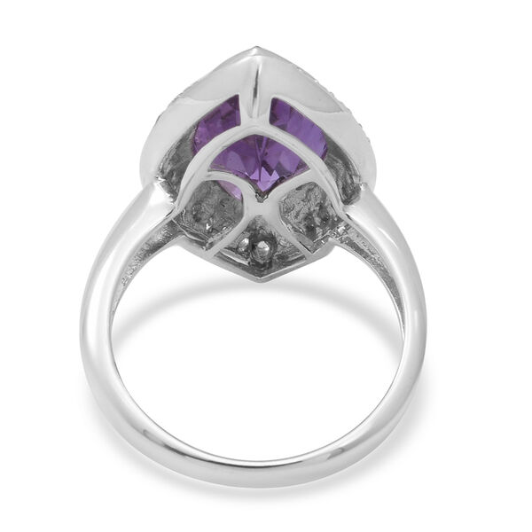 Lusaka Amethyst und Zirkon Halo Ring 925 Silber Platin &Uuml;berzug image number 4