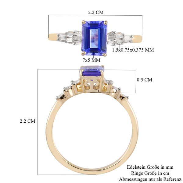 AAA Tansanit und Diamant Ring 585 Gelbgold image number 6