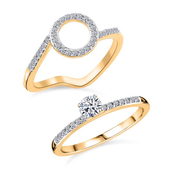 LUXURIANT SGL zertifizierte SI-GH Labor Diamant Ringe, 925 Silber 750 Gelbgold Vermeil - 0,50 ct. image number 4