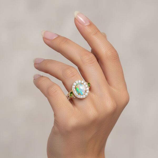 D'Joy nat&uuml;rlicher, &auml;thiopischer Welo Opal, Tansanit und Zirkon Ring - 2,15 ct. image number 3