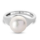 Süßwasser Perle Solitär Ring 925 Silber platiniert (Größe 17.00) image number 0
