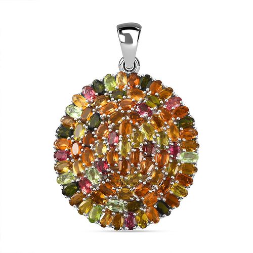 Natürlicher, mehrfarbiger Turmalin-Anhänger, 925 Silber platiniert ca. 20.00 ct