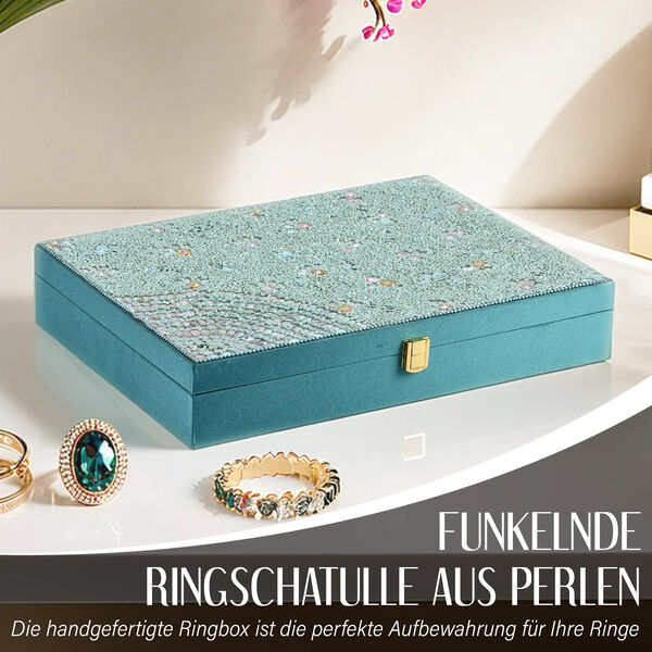 Schmuckbox bestickt mit Perlen und Pailletten, T&uuml;rkis image number 2