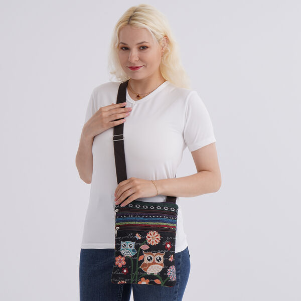Crossbody Tasche mit Eulenmuster und verstellbarer Gurt, 21&times;28 cm image number 1