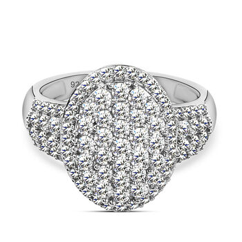 88 Facetten Moissanit-Ring, 925 Silber platiniert (Gr&ouml;&szlig;e 20.00) ca. 1.17 ct