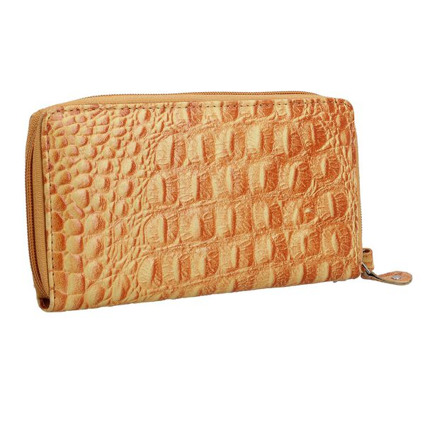 Echtleder Brieftasche mit Kroko-Pr&auml;gung, Gelb image number 6