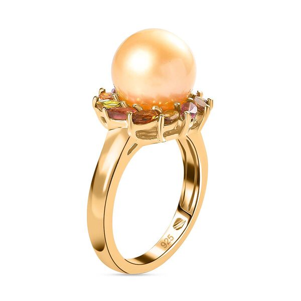 AA goldener Südseeperle und mehrfarbiger Turmalin-Ring - 9,55 ct. image number 5